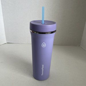 Lilac Purple Water Bottle 32 oz w Straw Thermo Flask Insulated